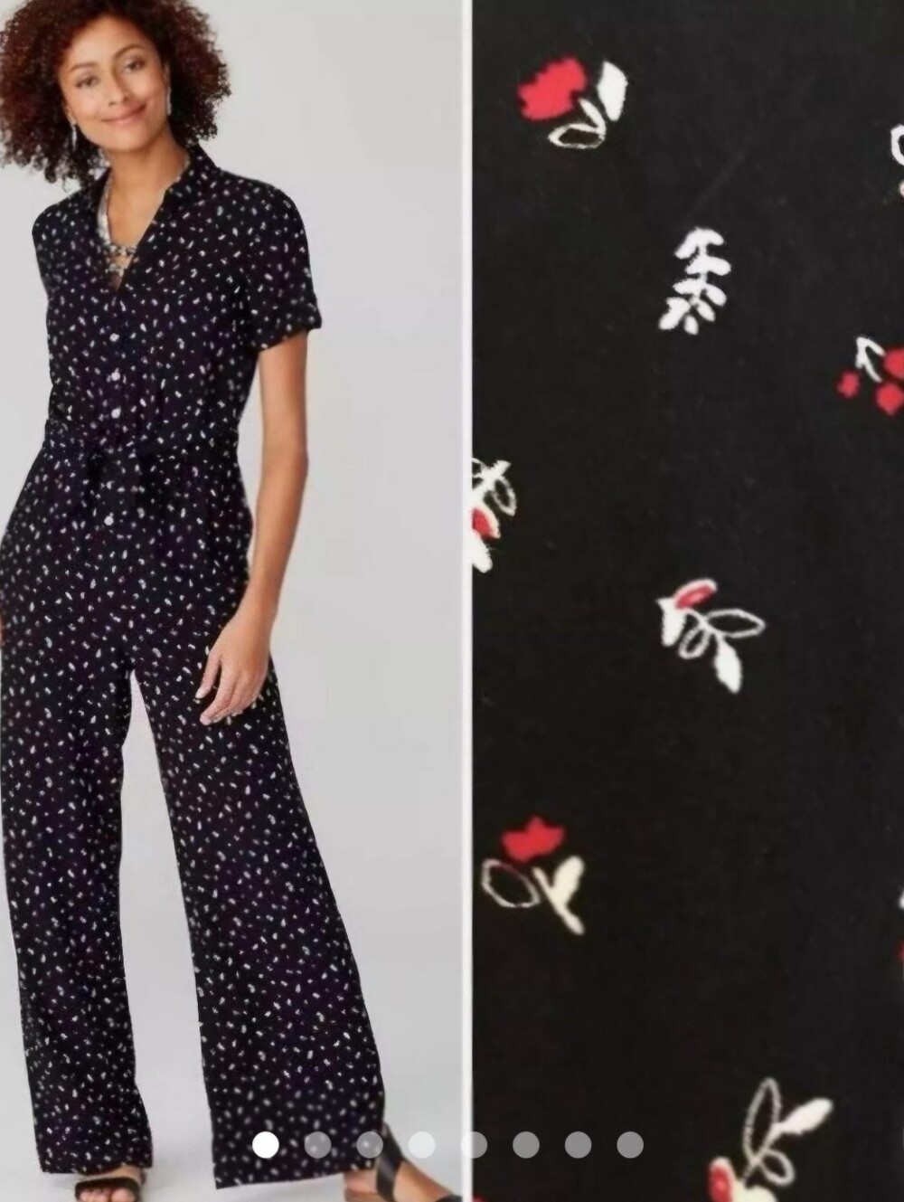 J. Jill Jumpsuit Black White Print Lightweight Womens Medium Petite EUC